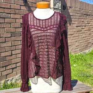 NWT Blue Rain burgundy lace blouse